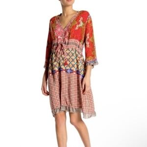 Johnny Was PATCHWORK STYLE RAYNE Bohemian Dress Medium